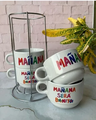 Set de Tazas Apilables Personalizadas con Soporte Metálico